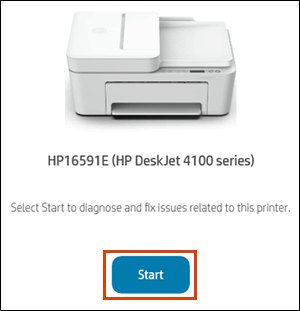 Clicking Start for Diagnose & Fix in the HP Smart app