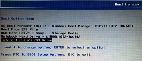 Selecting a boot device