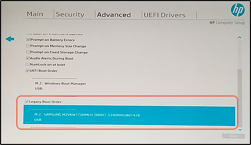 Selecting the boot device