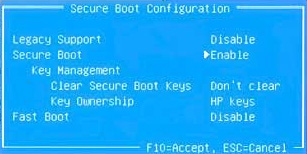 Changing the Secure Boot setting