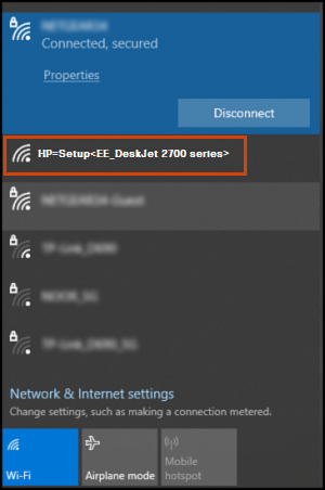 HP printer setup (Wi-Fi network)