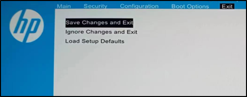 Save Changes and Exit in BIOS