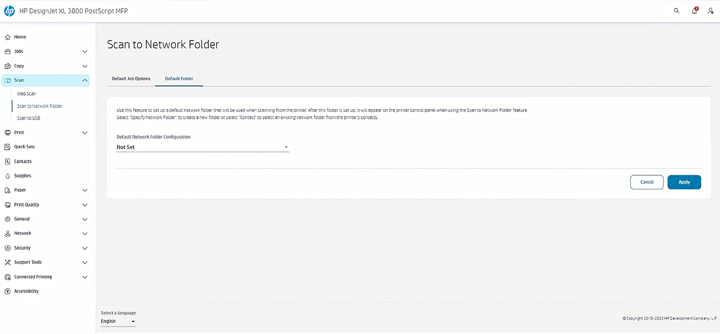 Configure a network folder | HP® Support