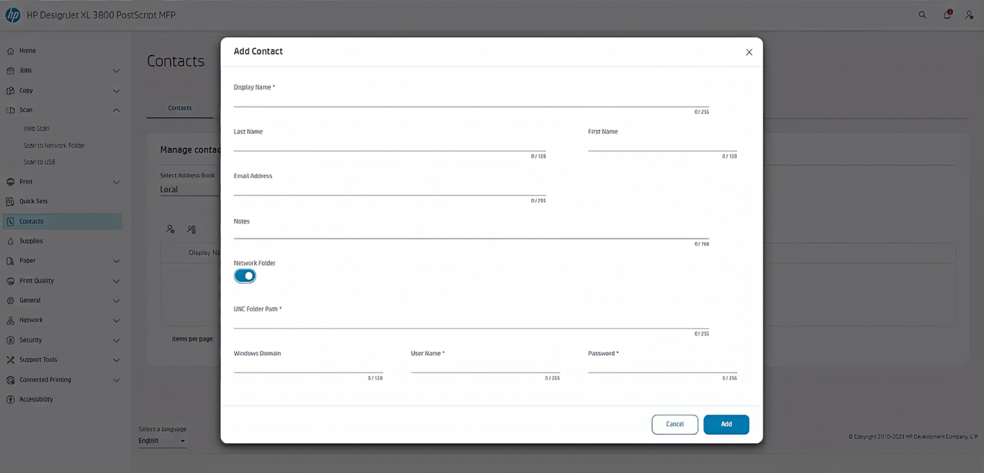 Configure a network folder | HP® Support