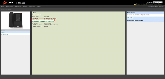 Find the Polycom phone serial number using the web interface