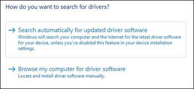 Selecting the automatic driver update search