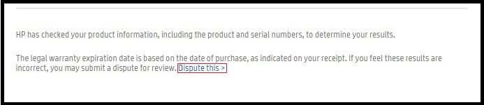 Message with Dispute this link highlighted