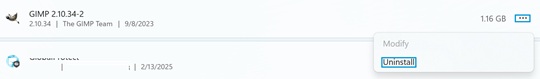 Click More options icon, and then click Uinstall