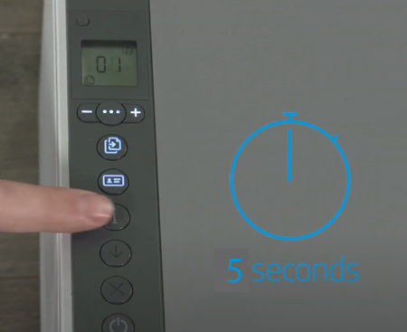 Example of pressing the Info button for five seconds