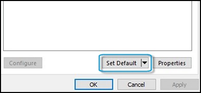 Set Default option in the Sound window