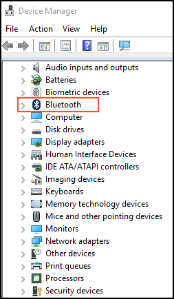 Opening Device Manager and Bluetooth Displays