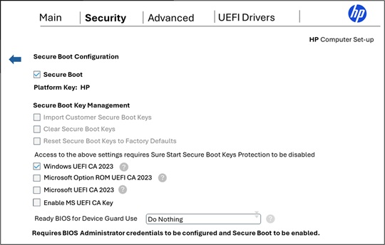 HP Business PCs - Prepare for new Windows Secure Boot certificates | HP ...