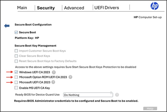 HP Business PCs - Prepare for new Windows Secure Boot certificates