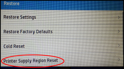 Printer Supply Region Reset option