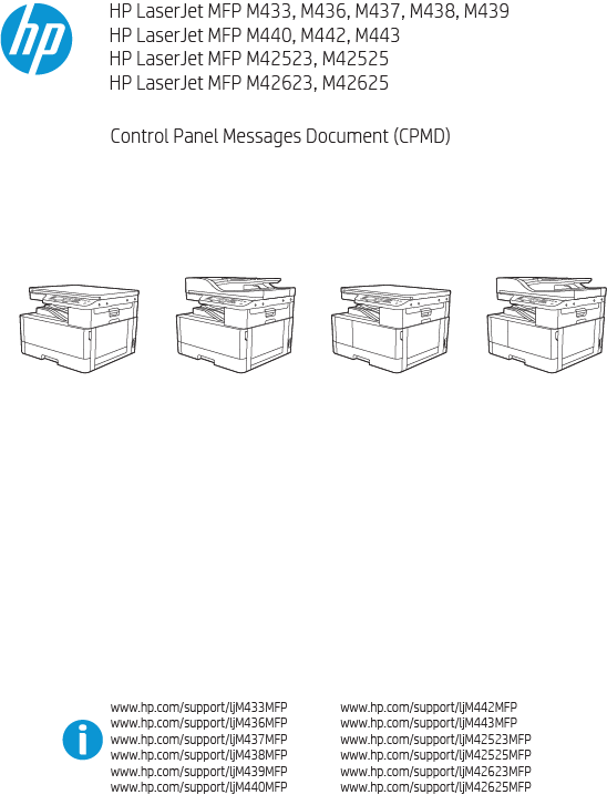 A2xxxx - HP LaserJet MFP M433, M436, M437, M439, M440, M442, M443, M42523, M42623 -  Control Panel Messages Document (CPMD) | HPÂ® Customer Support