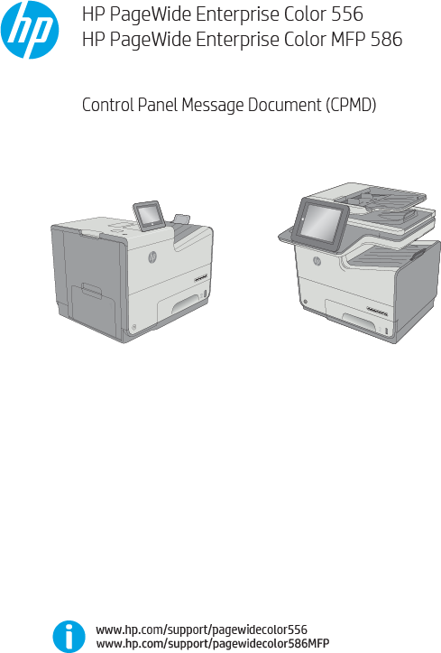 HP PageWide Enterprise, Color 556, MFP 586, Managed Color MFP 58650 ...