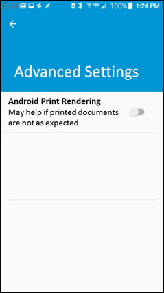 Turning on Android Print Rendering