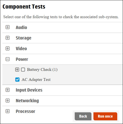 Selecting Power and AC Adapter