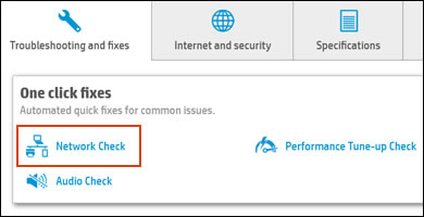 Selecting Network Check