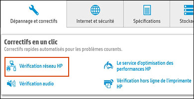 Sélection de la Vérification de réseau