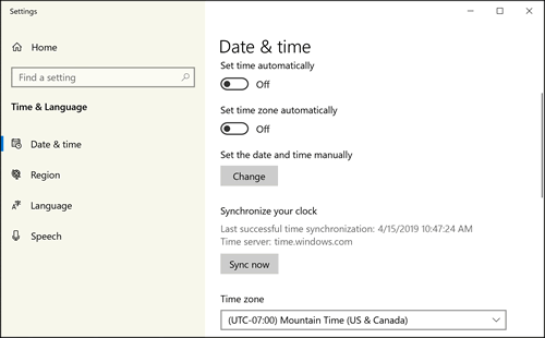 Exemplo de tela inicial de Data e Hora