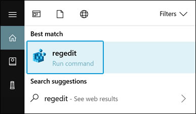 Selecionar regedit nos resultados da pesquisa