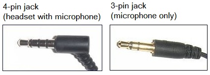 Four-pin headphone with microphone jack and three-pin microphone only jack