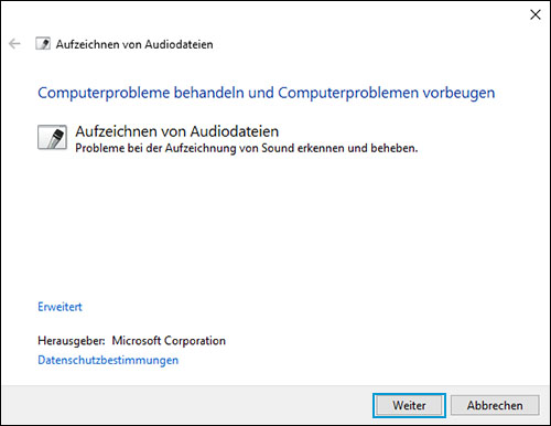 Audioaufzeichnungsprobleme behandeln