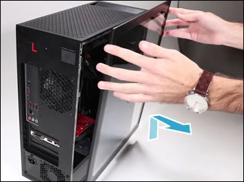 Removing the side panel from a desktop computer