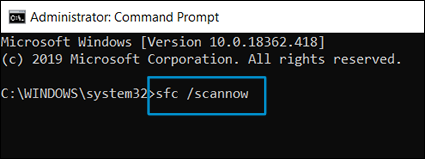 Running System File Check in the command prompt window