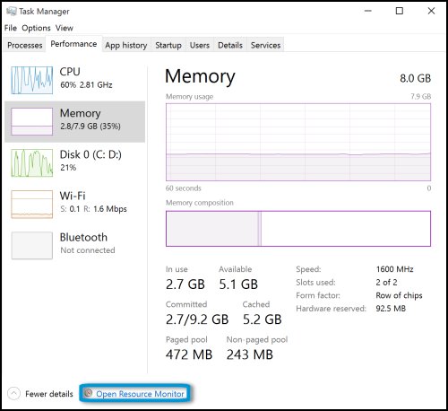 Opening Resource Monitor