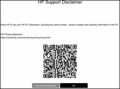 Пример QR-кода службы поддержки HP