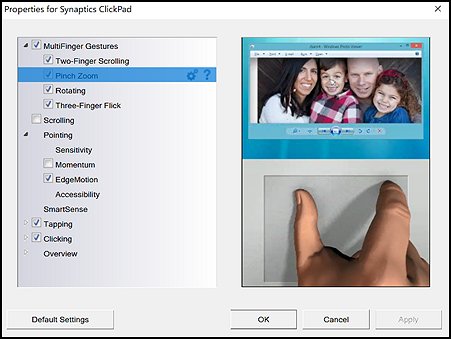 Pinch Zoom on the ClickPad properties page