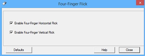 Four-Finger Flick settings window