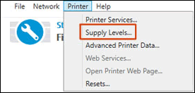 Supply Levels menu in HP Print and Scan Doctor