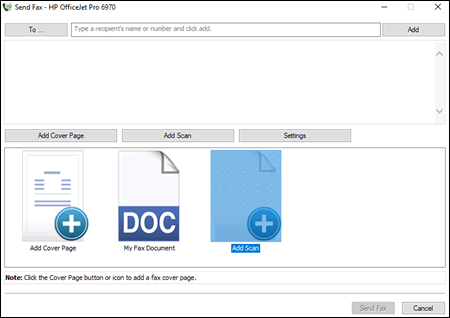 Sending a fax from the document Print menu