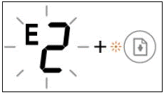 Отображается ошибка E2 и мигает индикатор Возобновить