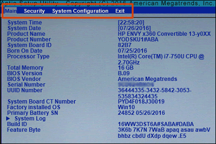 HP Consumer Notebook PCs - BIOS Setup Information and Menu Options | HP