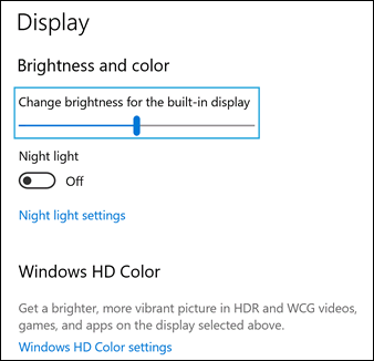 Adjusting the slider bar for brightness