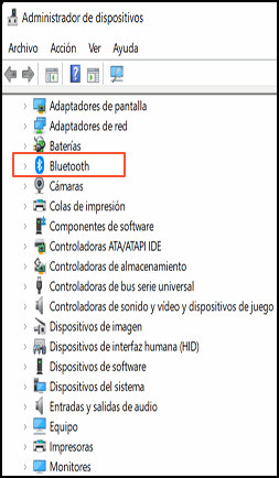 Abrir Administrador de dispositivos y ver Bluetooth