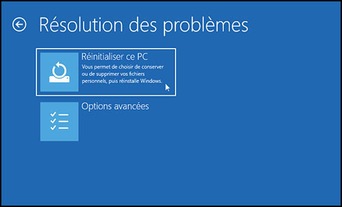 impossible de reinitialiser pc hp windows 10