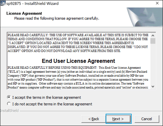 Agreeing to End User License Agreement