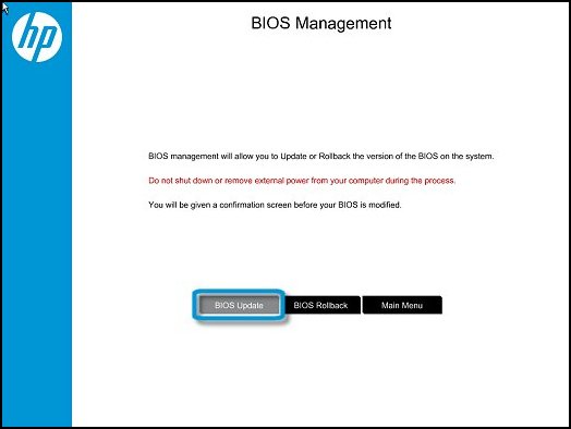 Click BIOS Update in the BIOS Management window