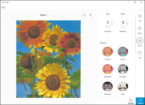 Adjusting the boundaries of a scanned item in HP Smart