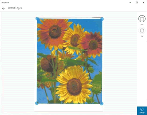 Preview of adjusting boundaries of a scan