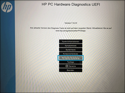 Klicken auf „Firmware-Verwaltung“