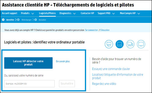 Saisie du nom du modèle de votre ordinateur HP ou Compaq dans le champ de recherche