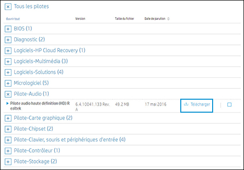 Sélection d'un téléchargement