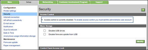 Clicking the option in the EWS to enable access