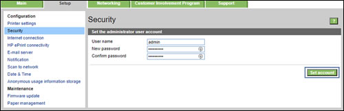 Clicking Set Account